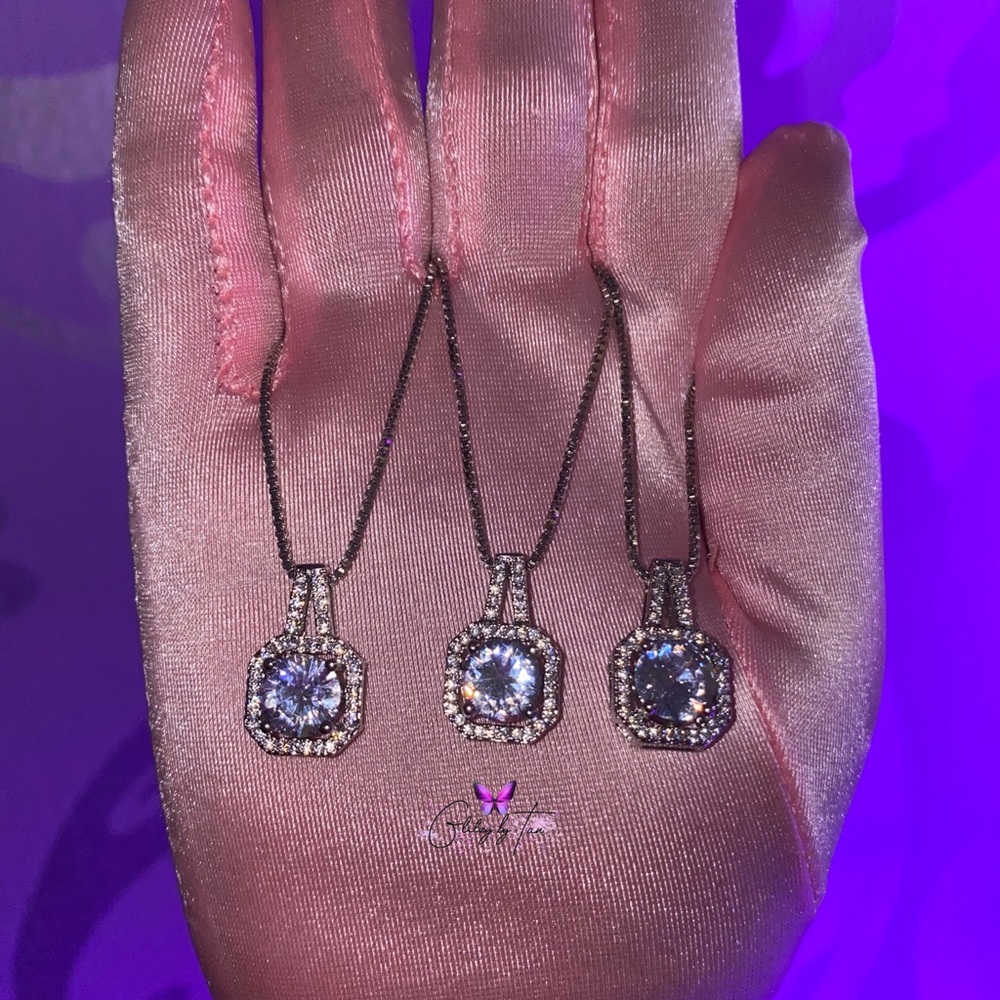 Silver Diamond Pendant Necklace - Picture 3 of 3